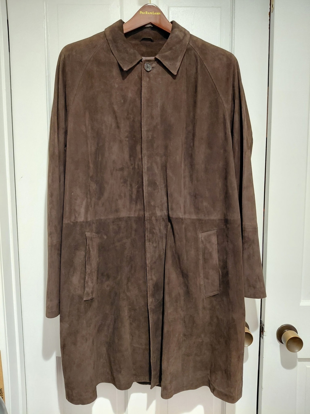 Ralph Lauren Purple Label Suede Duster Coat LG
